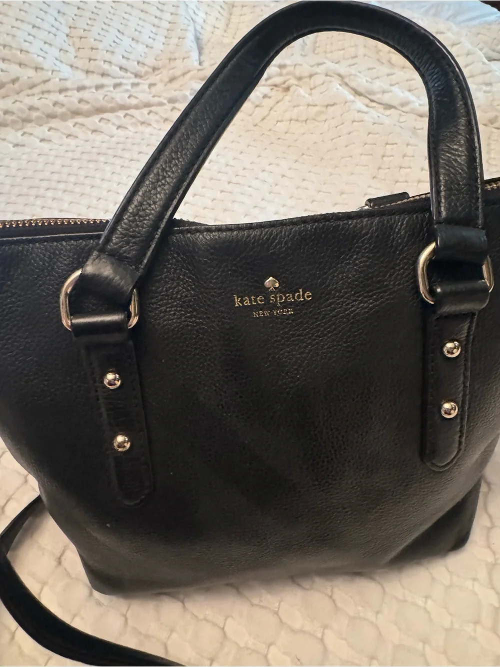 kate spade Black Pebbled Leather Shoulder Bag with Detachable Strap - Picture 3 of 8